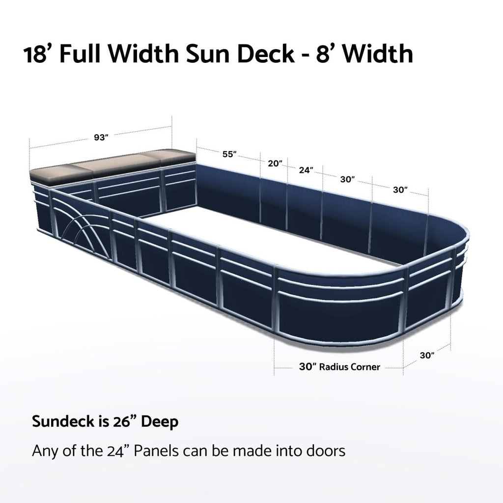 Replacement Pontoon Railing Full Width Sun Deck - 8' Wide Pontoon Fence Railing Package