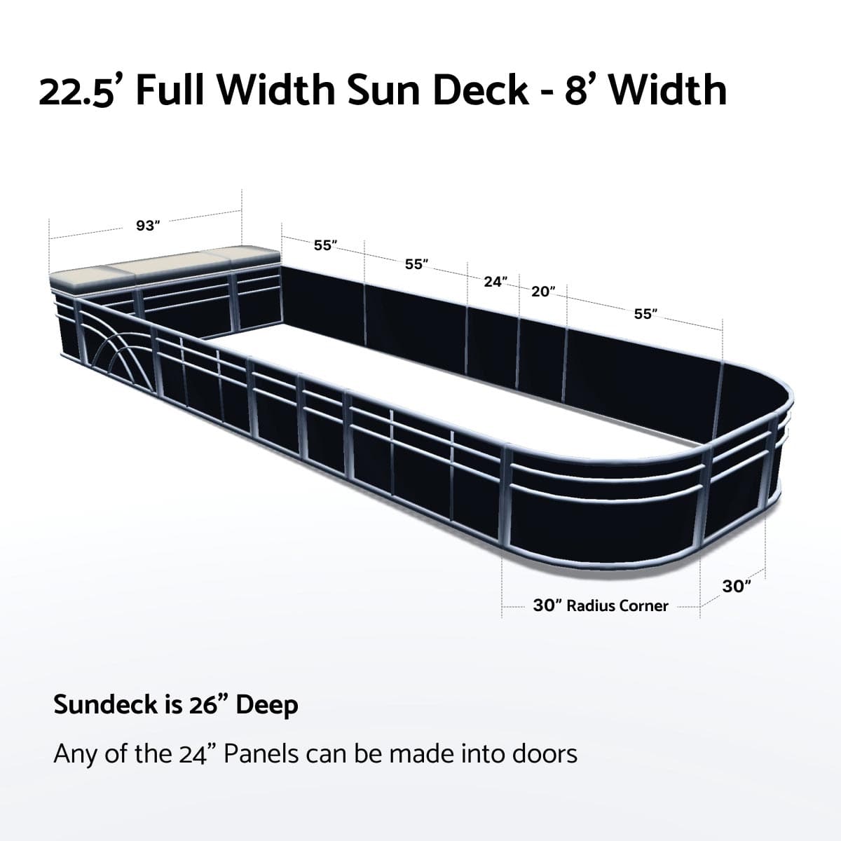 Pontoon Boat Fence Railing Black - Ivory Cushion #color_black metallic