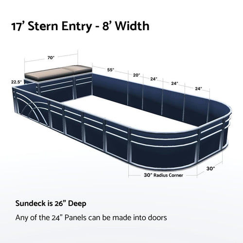 Stern Entry Sun Deck - 8' Wide Pontoon Fence Rail Package