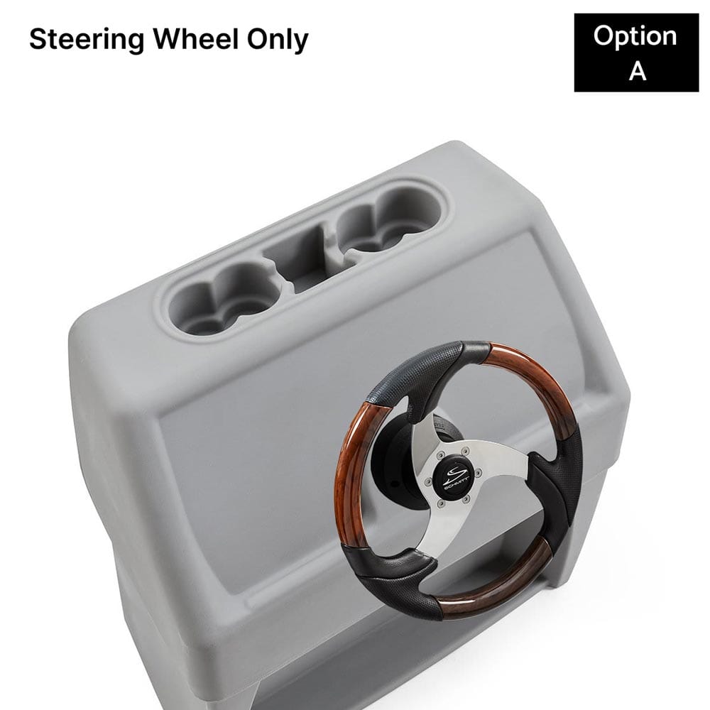 Gray, Blue & Charcoal Console Base Only with Burlwood Steering Wheel #color_GBC