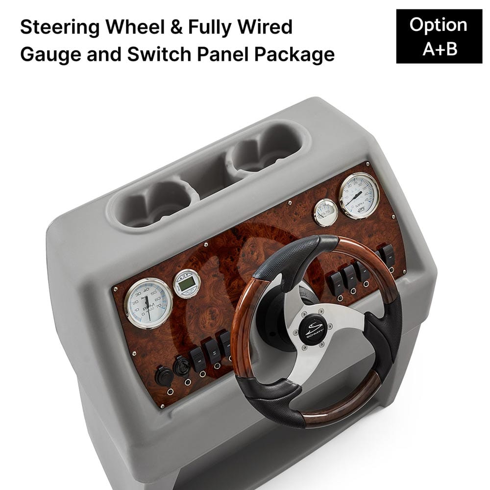 Gray, Blue & Charcoal Console Fully Wired with Burlwood & Steering Wheel #color_GBC
