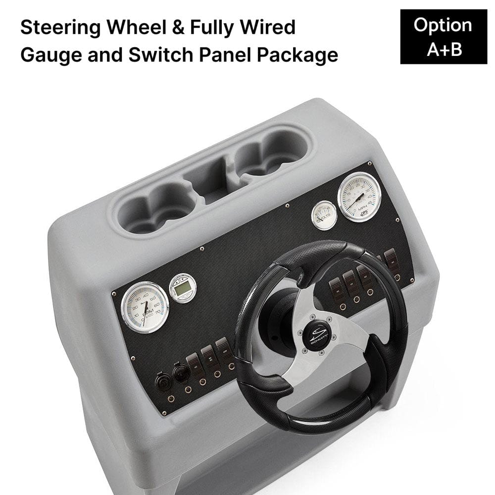 Gray, Blue & Charcoal Console Fully Wired with Carbon Fiber & Steering Wheel #color_GBC