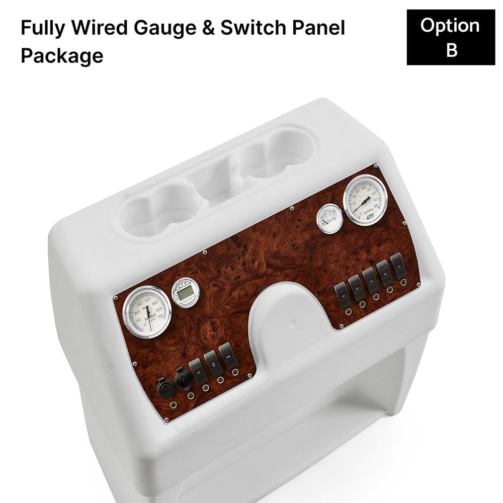 White, Blue & Light Blue Console Fully Wired Panels Burlwood #color_WBLB