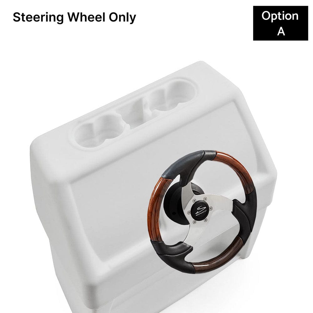 White, Blue & Light Blue Console Base Only With Burlwood Steering Wheel #color_WBLB