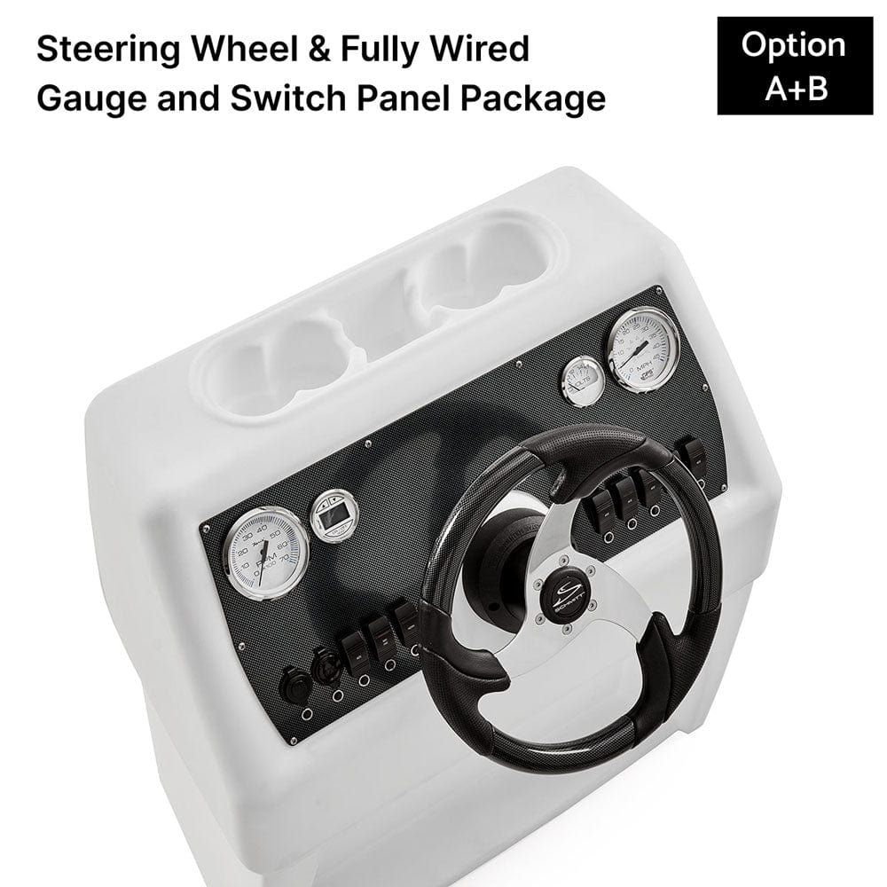 White, Blue & Light Blue Console Fully Wired Panels Carbon Fiber With Steering Wheel #color_WBLB