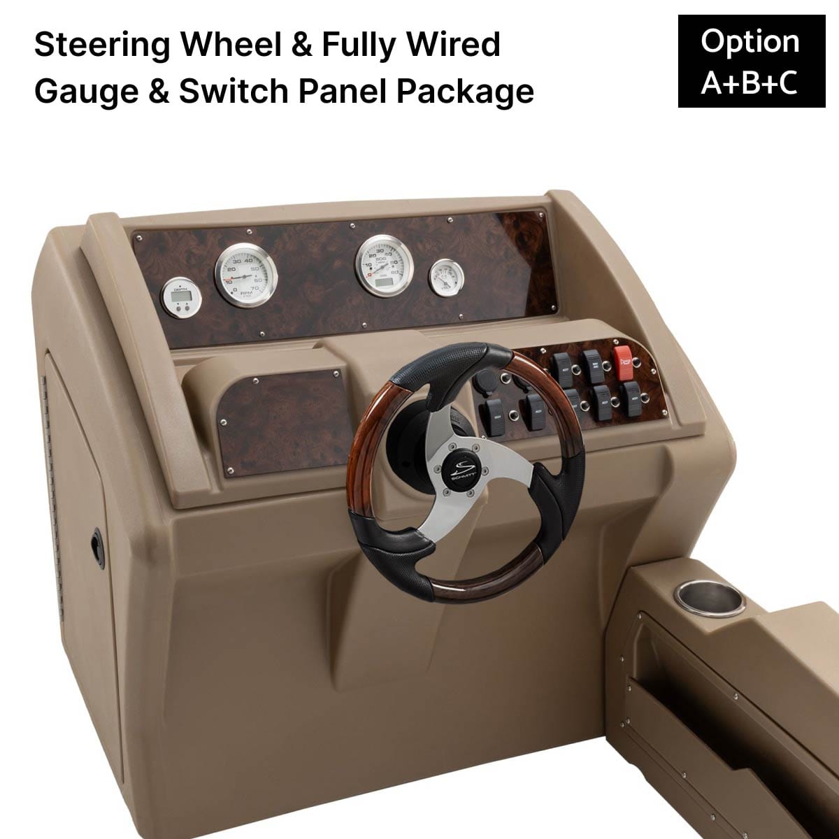 Beige Console Steering Wheel Fully Wired Panel Burlwood #color_invisible & beige