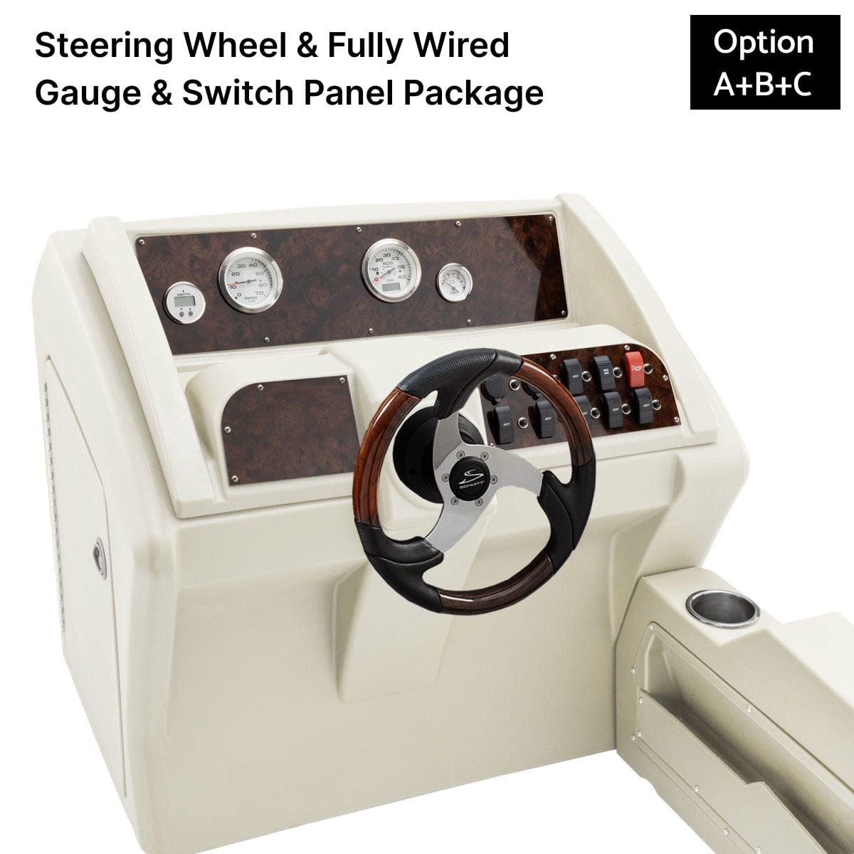Ivory Console Steering Wheel Helm Package Burlwood #color_invisible & ivory