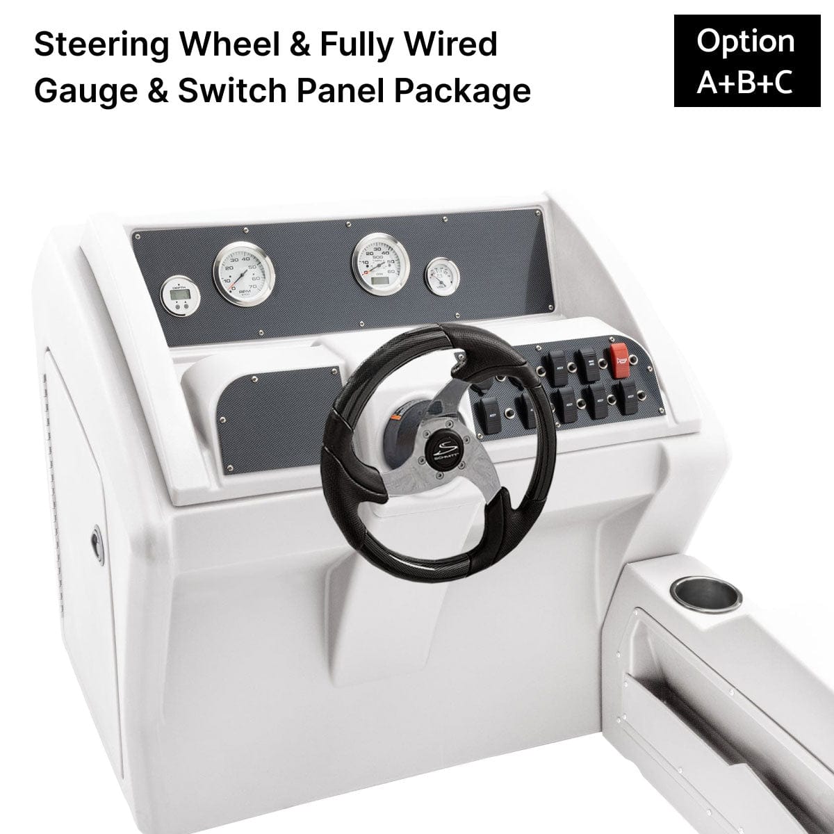 White Console Steering Wheel & Fully Wired Panels Carbon Fiber #color_invisible & white