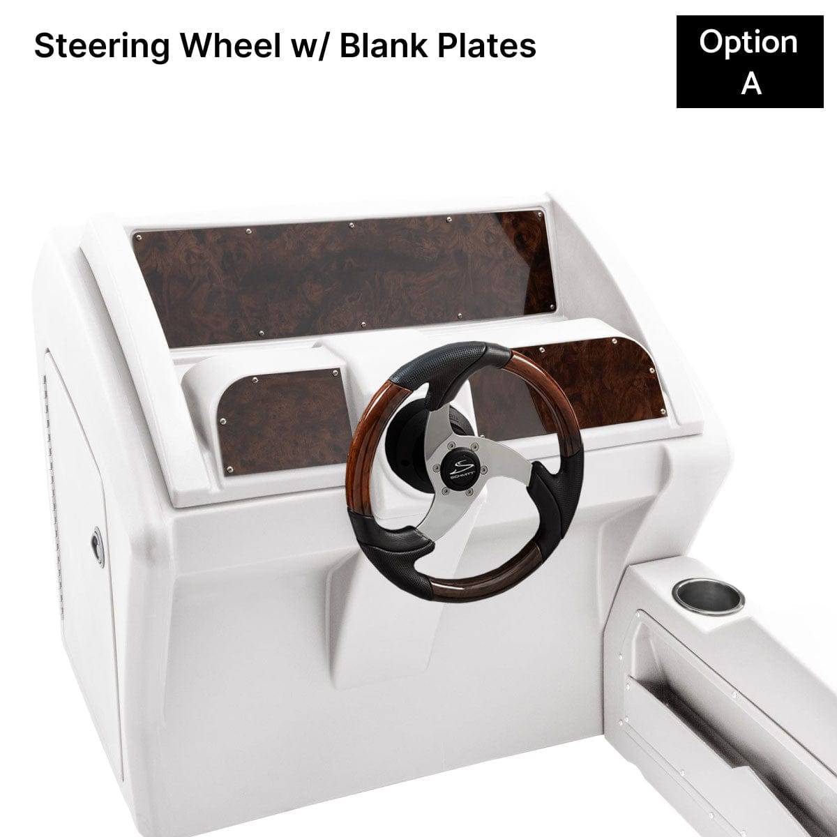White Console Steering Wheel Blank Plates Burlwood #color_invisible & white