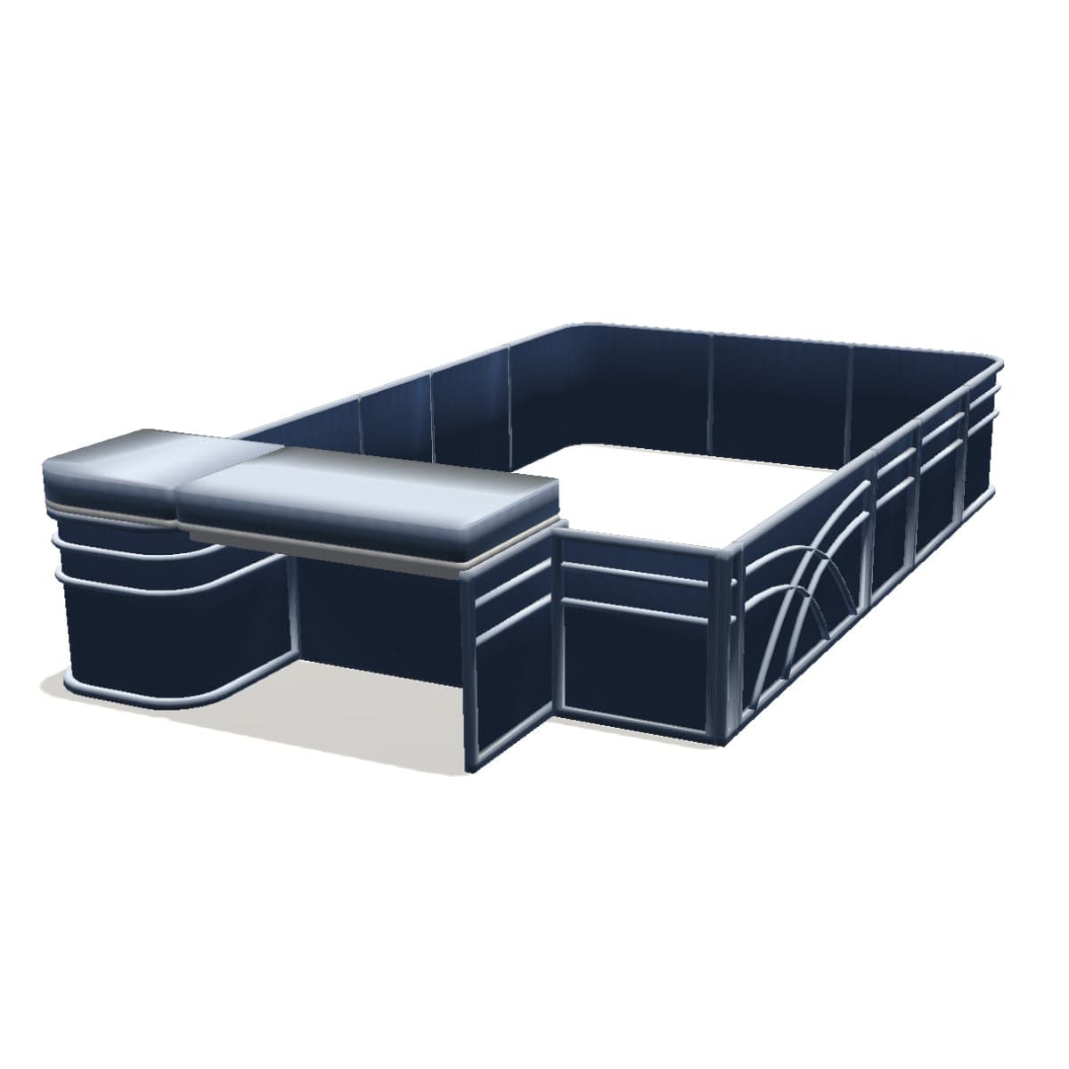 Stern Entry Sun Deck - 8' Wide with 28" Corners Pontoon Fence Rail Package