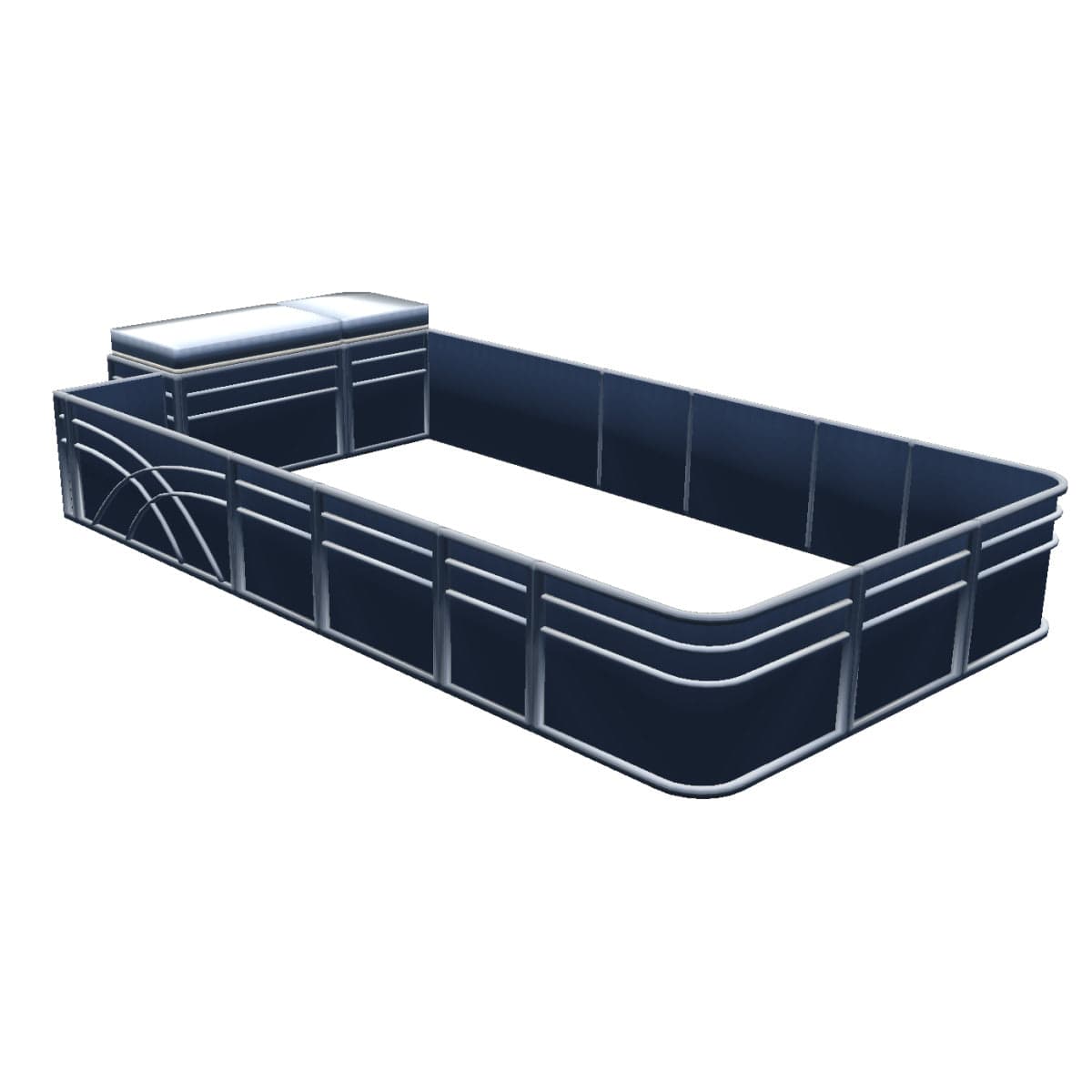 Stern Entry Sun Deck - 8' Wide with 28" Corners Pontoon Fence Rail Package