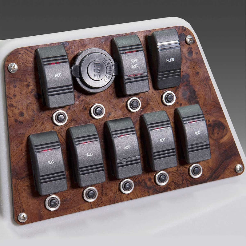 Fully wired 8 switch panel with USB and Circuit Breakers
