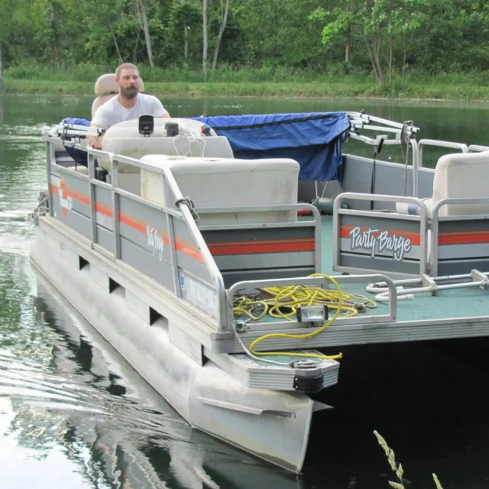 Pontoon boat on the water