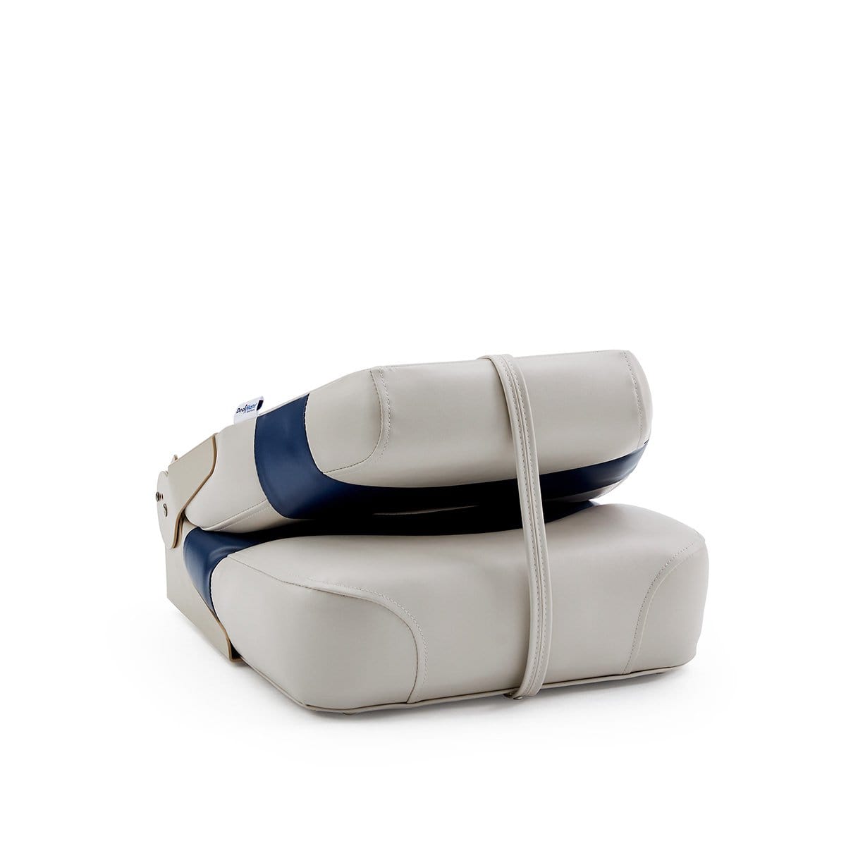 DeckMate Pontoon Boat Fishing Seat closed #color_ivory & blue