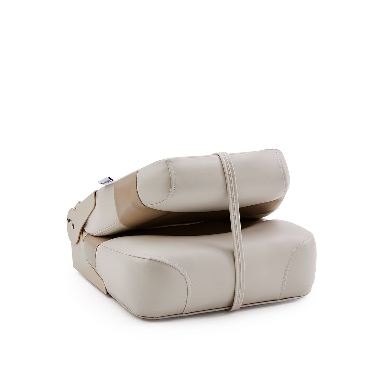DeckMate Pontoon Boat Fishing Seat closed #color_ivory & tan