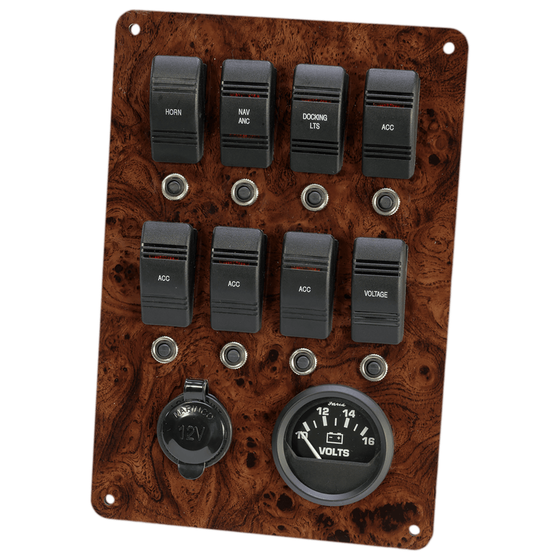 DeckMate Large Electric Switch Panel Burl Wood