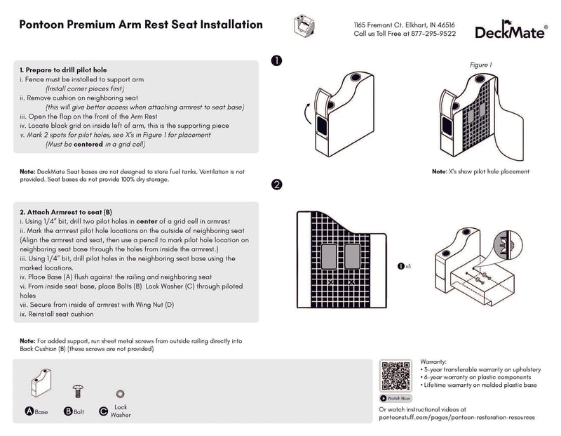 Left Luxury Pontoon Seat Arm