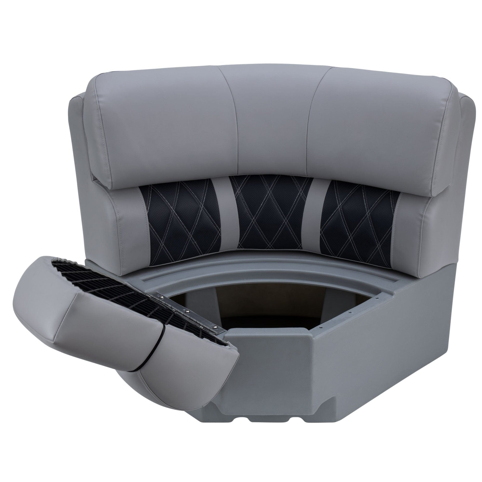 DeckMate Luxury Radius Corner Seat face open  #color_charcoal & gray