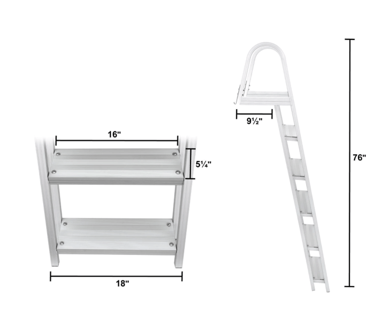 5 Step Pontoon Boat Ladders Large Handrails and Steps