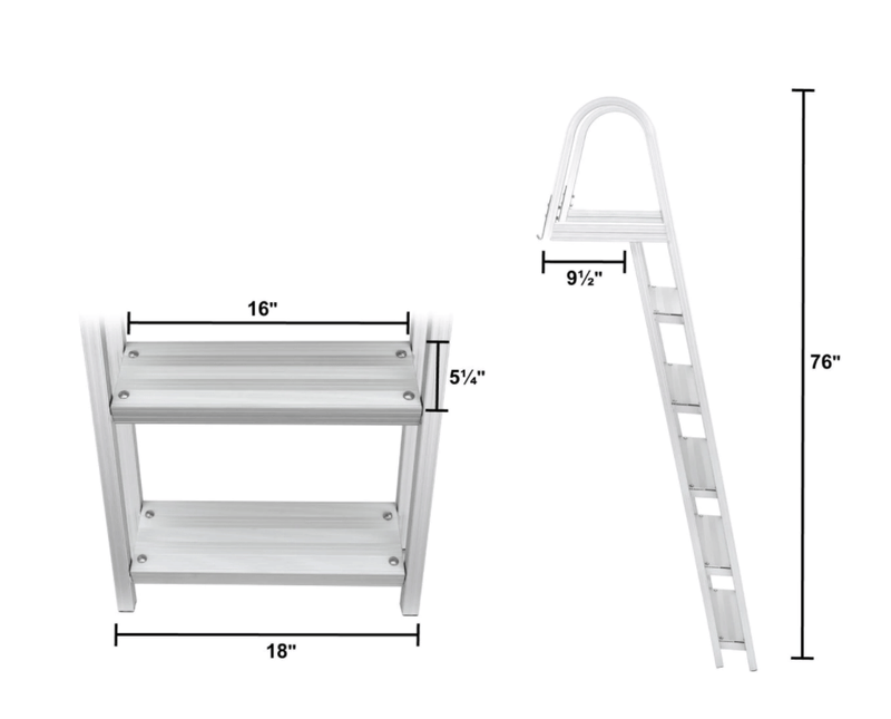 DeckMate Five Step Pontoon Boat Ladder dimensions