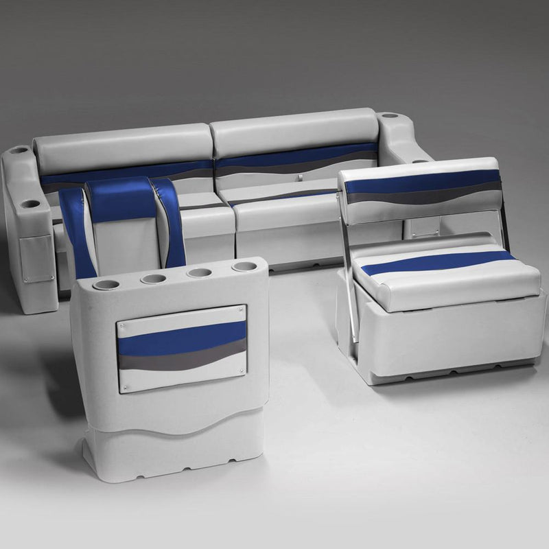 Gray, Blue & Charcoal Pontoon Boat Seats