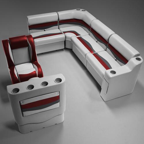 Gray, Red & Charcoal Pontoon Boat Seats