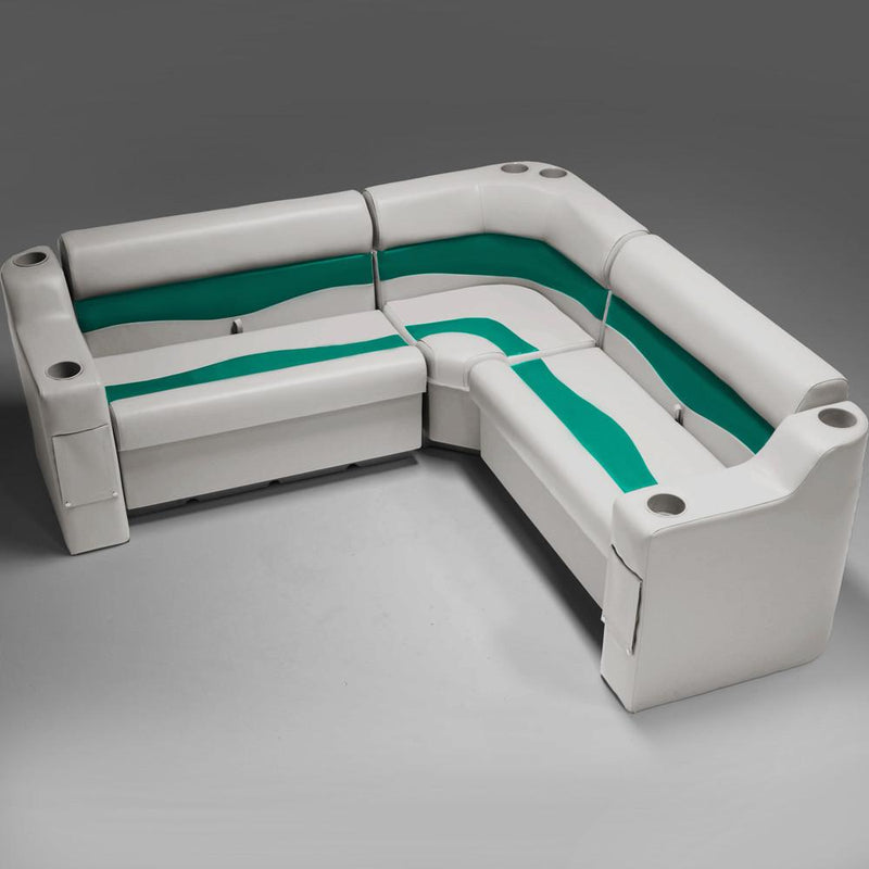 Ivory & Teal Pontoon Boat Seats