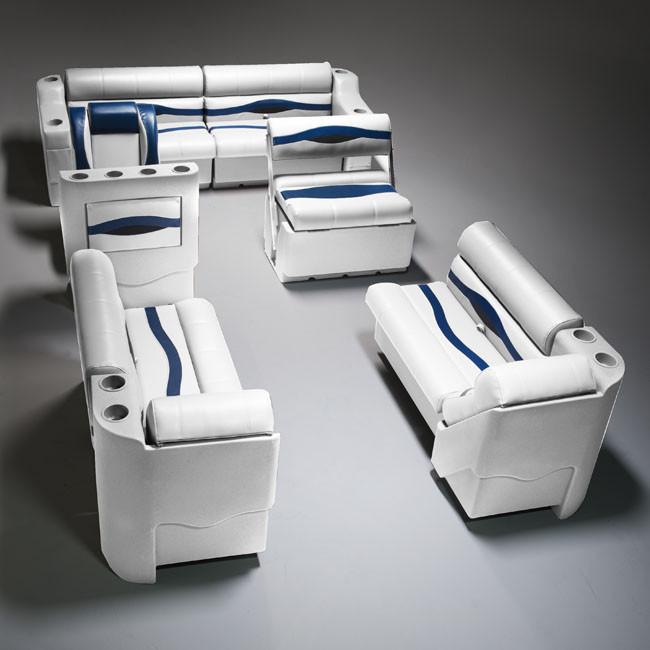 Gray, Blue & Charcoal Pontoon Boat Seats
