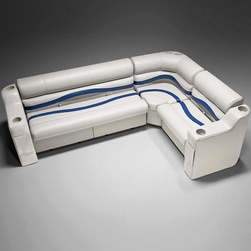 Ivory, Blue & Tan Pontoon Boat Seats