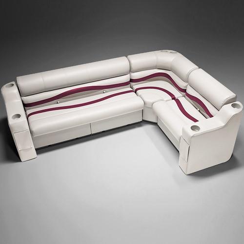 Ivory, Burgundy & Tan Pontoon Boat Seats