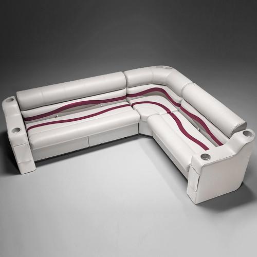 Ivory, Burgundy & Tan Pontoon Boat Seats