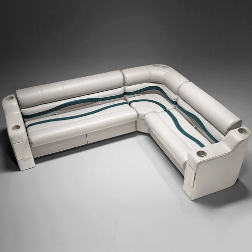Ivory, Green & Tan Pontoon Boat Seats
