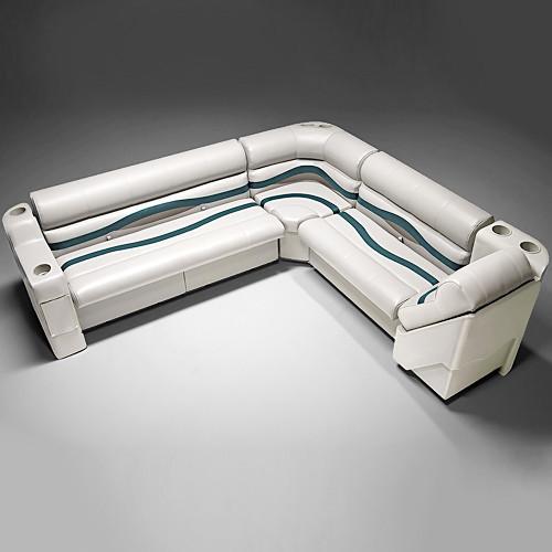 Ivory, Green & Tan Pontoon Boat Seats